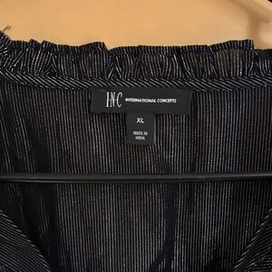 INC International Concepts Black and White Pinstripe Blouse